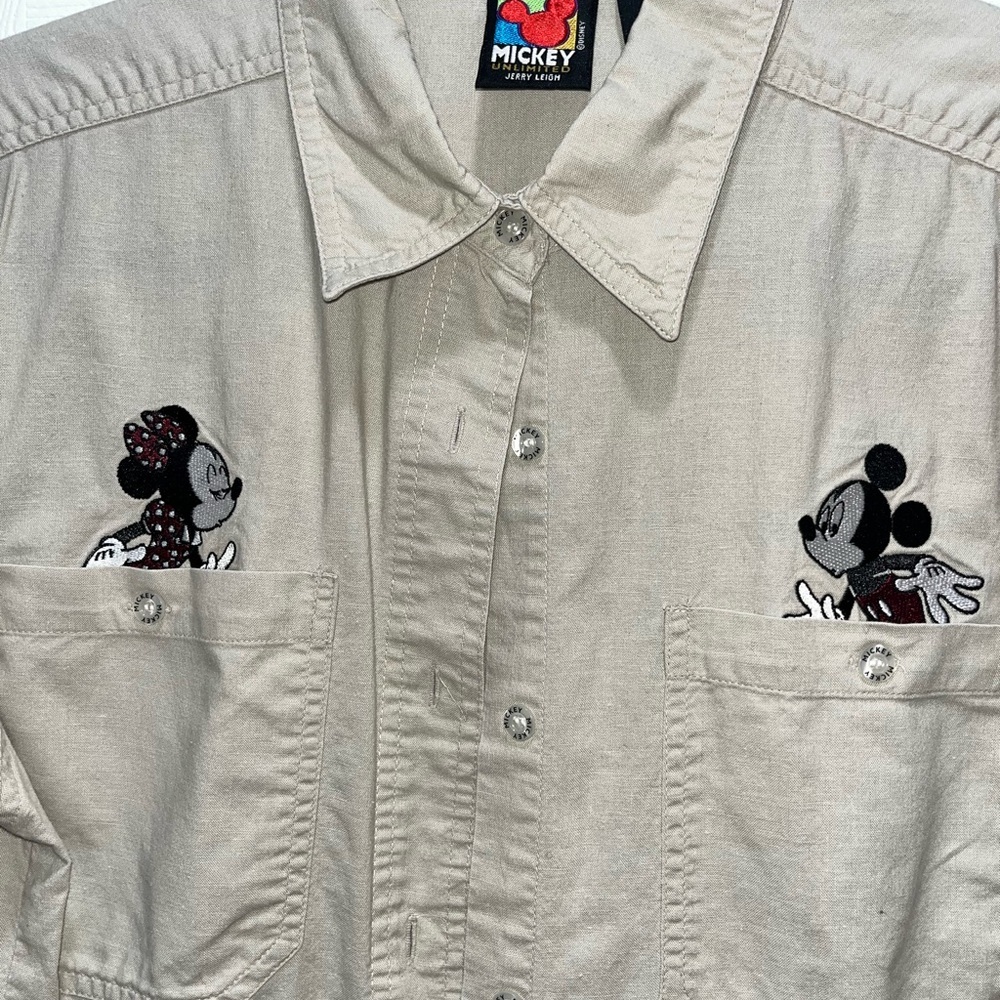 Mickey Unlimited Jerry Leigh size M button down tan classic shirt
